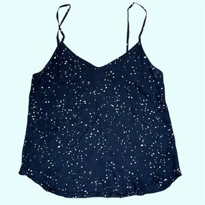 Aritzia Wilfred 100% Silk Camisole in Black with Confetti Pattern Size Small